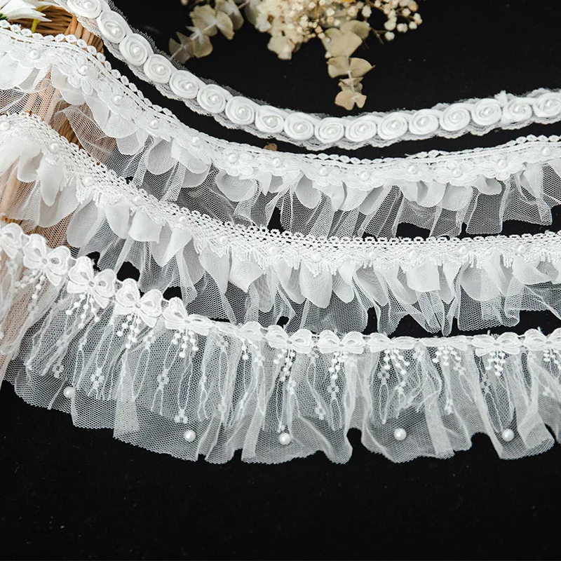 Wide Mesh Applique Embroidery Lace, Clothing Skirt, Curtain Trimming Accessories, Decoration Materials, 3 cm, 7 cm, 8cm, 1 Yard