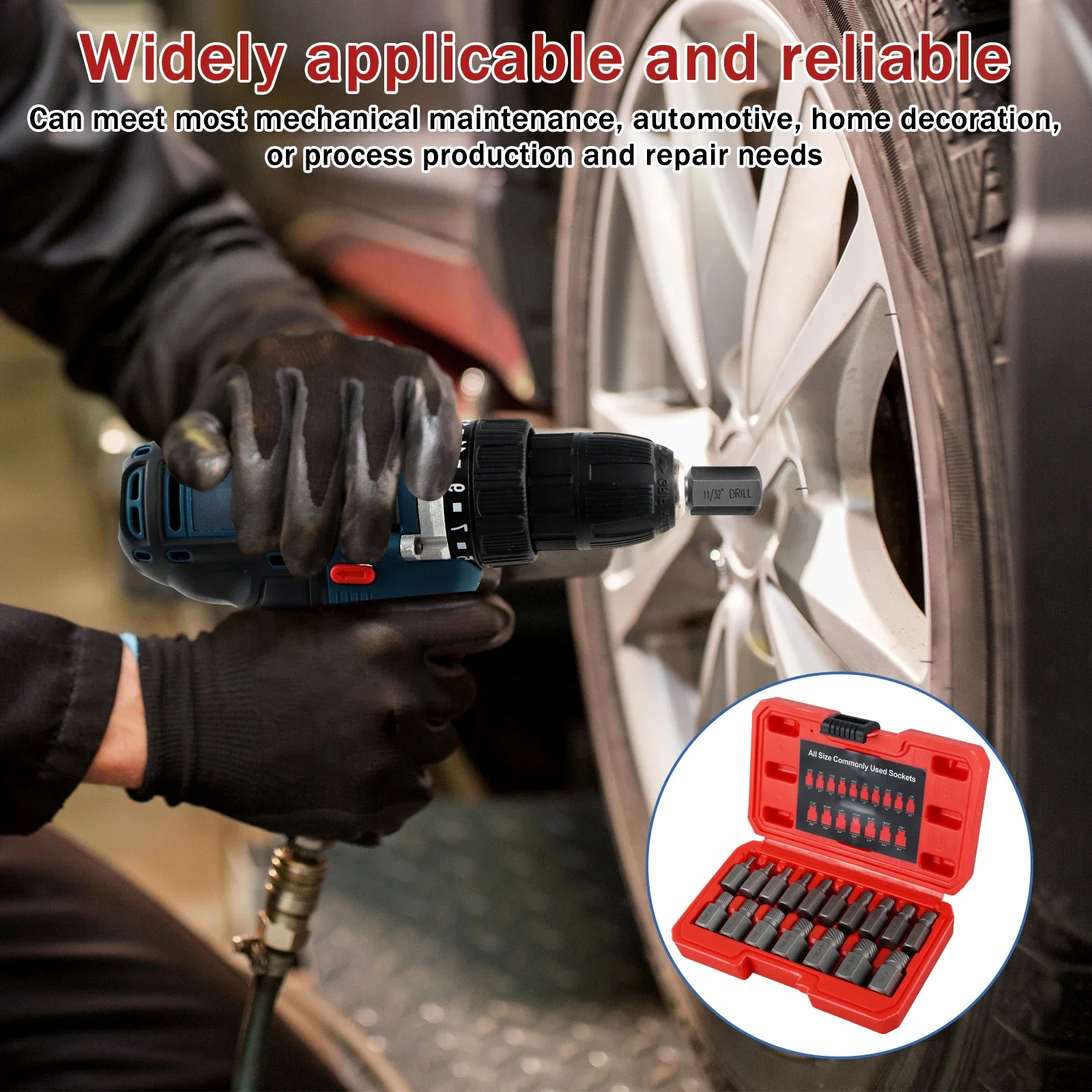 17Pcs Screw Extractor Set Hex Head Easy Out Bolt Extractor Set Spiral Broken Screw Remover Kit for Broken Nuts Bolts Studs