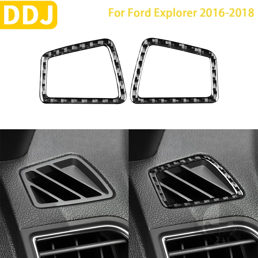 

Аксессуары для Ford Explorer 2016-2018, карбоновая внутренняя приборная консоль, боковая рамка для выпускного отверстия воздуха, декоративная наклейка