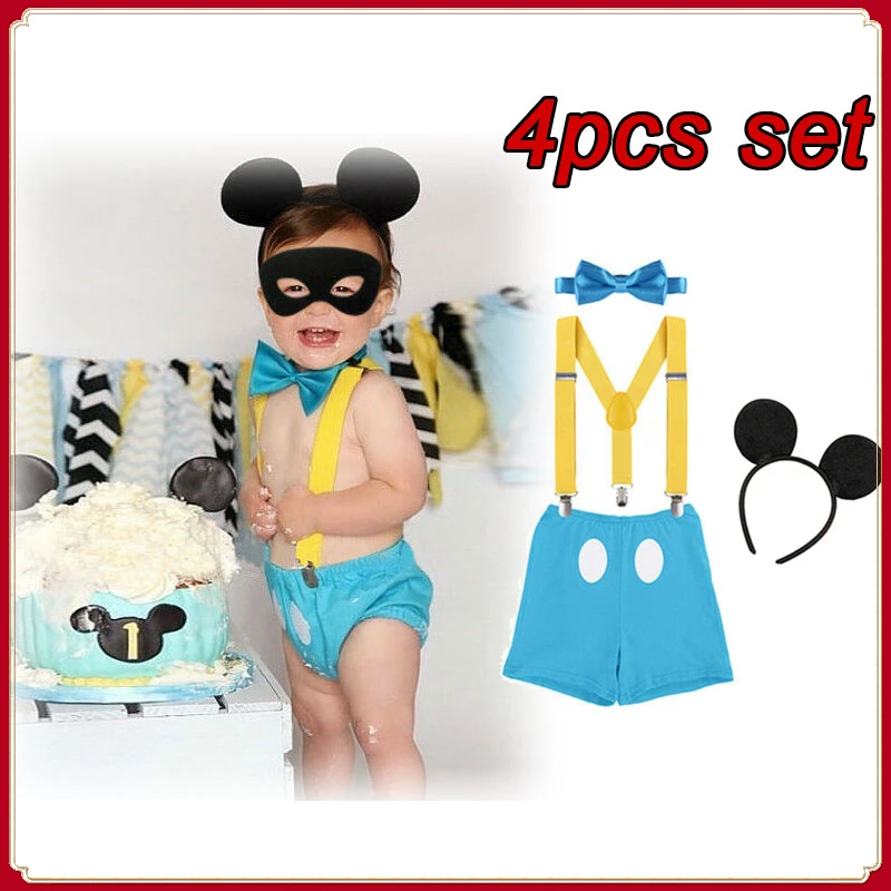 Baby Boy Clothes Set Newborn Photography Props Clothing Cake Smash Outfit for Baby Boy First Birthday Summer Shorts Clothing