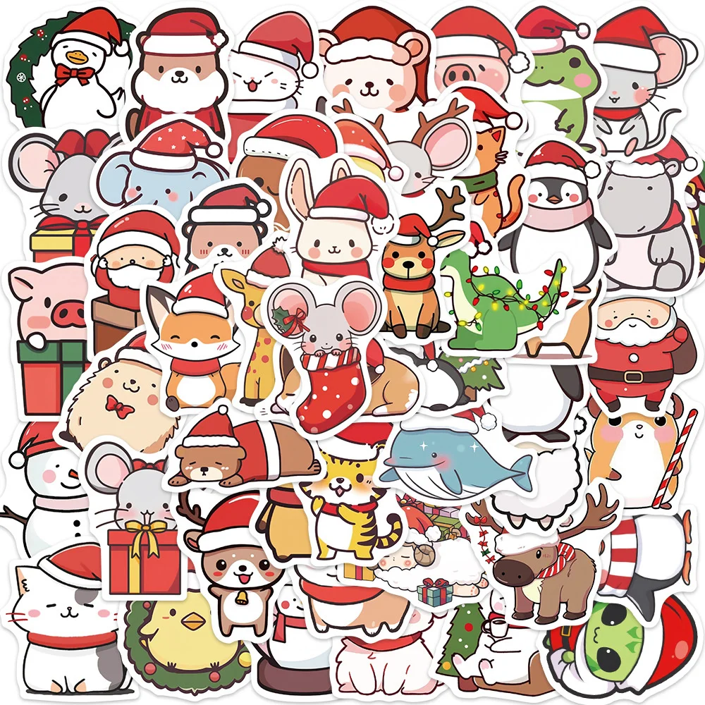 

10/30/50PCS New Christmas Animal Sticker Pack Cartoon Creative Anime iPad Guitar Luggage Chair Decoration Waterproof Wholesale