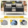 Outdoor Patio Loveseat Modern Rattan 2-Seat Patio Conversation Set with Cushions & Built-in Coffee Table Porch Furniture 5