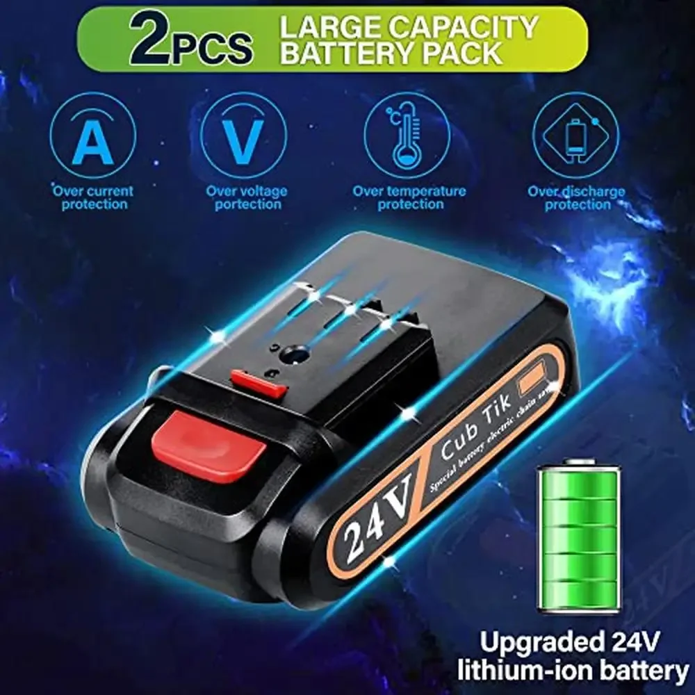 4-Inch Portable Handheld Mini Electric Chainsaw with 2 Batteries High Efficiency Lightweight Cordless Chainsaw Wood Cutting and 4