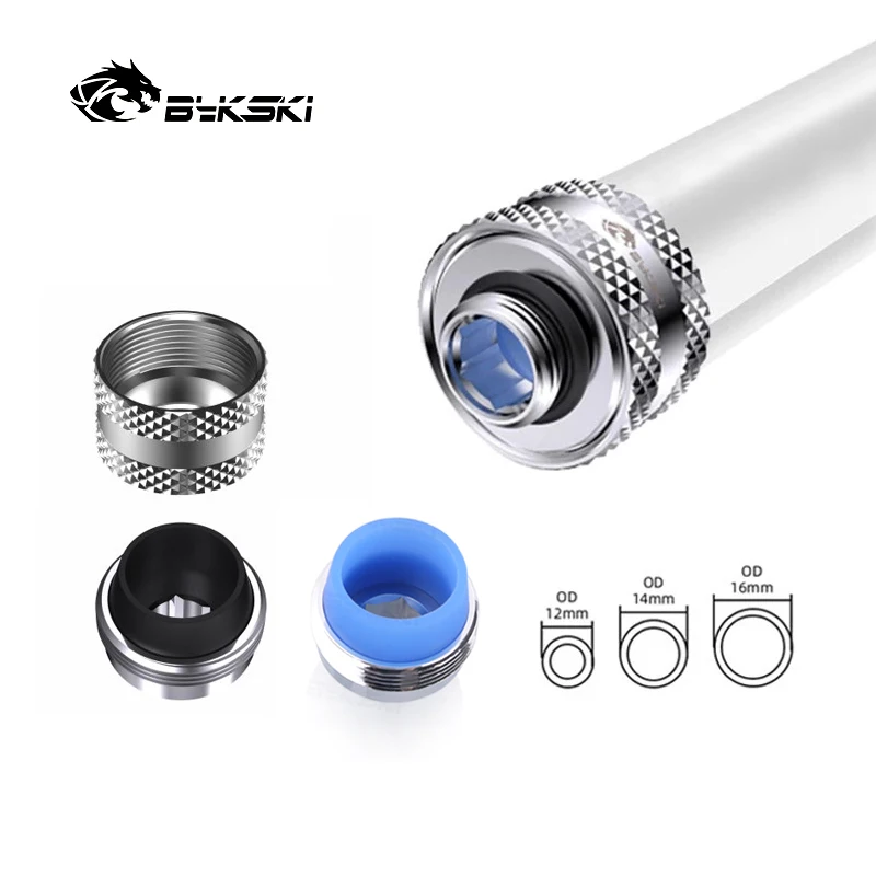 Bykski 12 Peças Lote Od14 mm 12 mm 16 mm Tubo Duro Encaixes Petg Mão Compressão g1 Adapter Adaptador Conector Preto Branco B-fthtj-l14 - Imagem 5