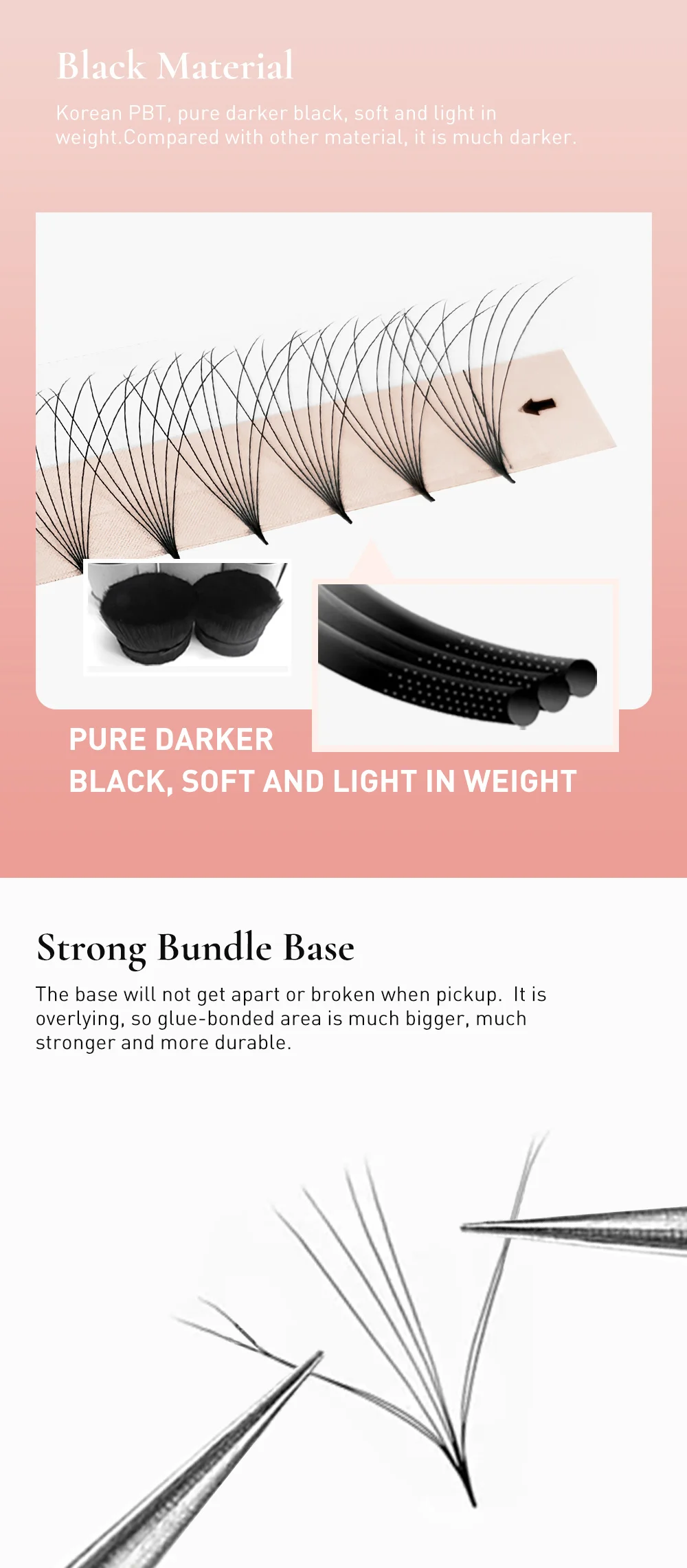 Description Picture 5 of item320 Premade Volume Fans 8 to 15MM C D Curl 5D-16D Individual Lashes Extension Pointy Stem Soft Russian Volum Faux Mink For Salon