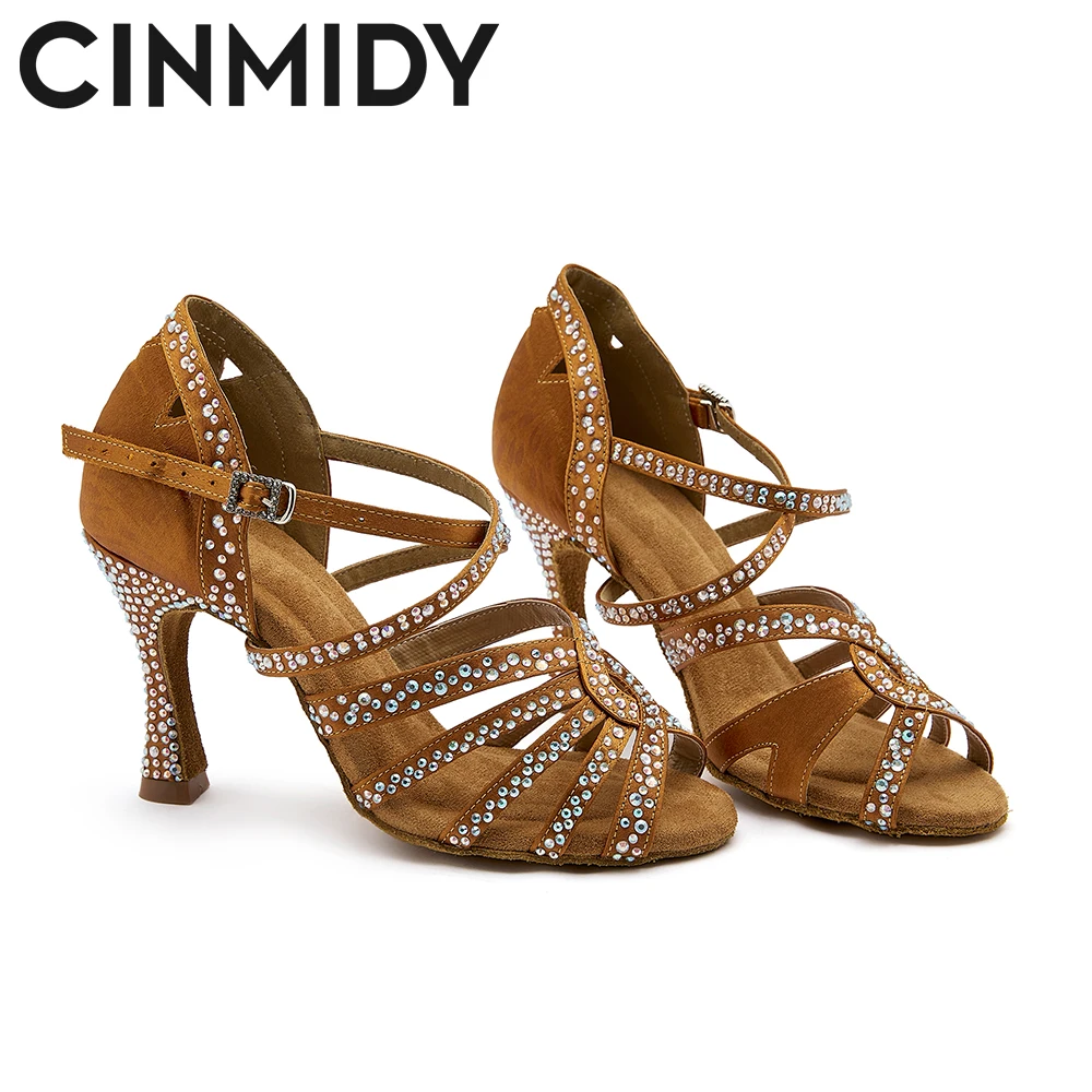 CINMIDY Women's  Latin Dance Shoes Stylish Soft soled High Heel Ballroom Salsa Tango Dance Shoes Open-Toe Party Shoes