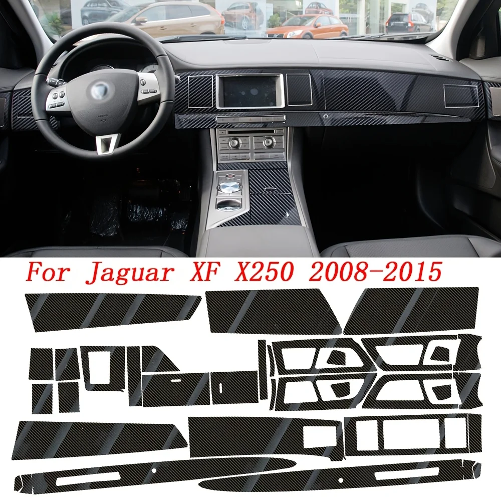 자동차 스타일링 탄소 섬유 자동차 인테리어 센터 콘솔 색상 변경 몰딩 스티커 데칼 For Jaguar XF X250 2008-2015