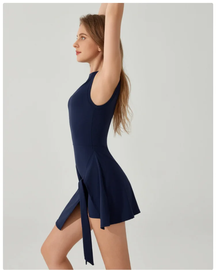 Yoga Bodysuit Tennis Skirt Sports Jumpsuit Shorts Tight Fitting Fitness Bodysuit Cross Tie Straps Dance