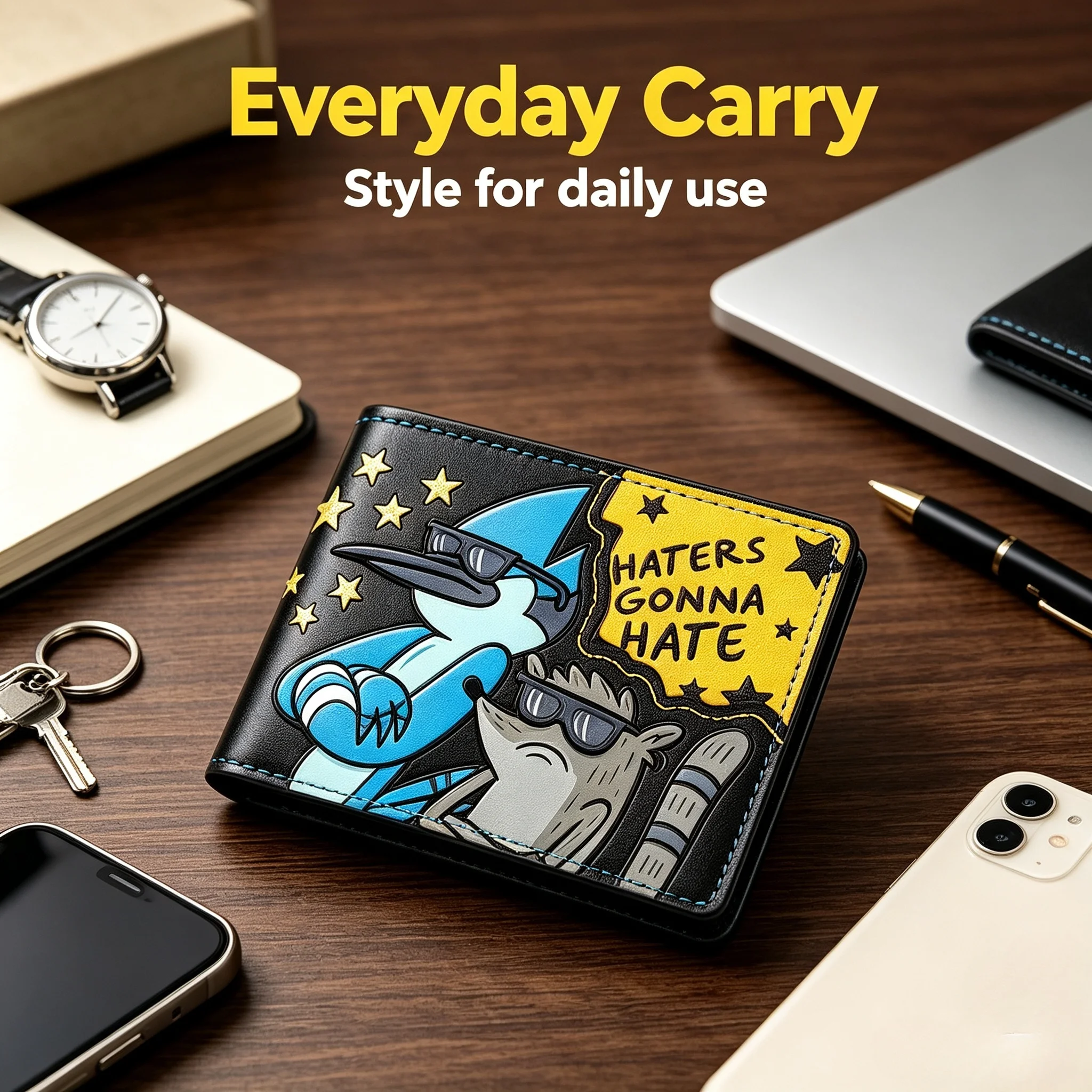 Men's Premium PU Leather Bifold Wallet - Elegant Card Holder and Money Organizer