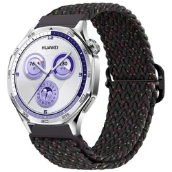 Premium Nylon Elastic Strap - 22mm/20mm - Versatile Wristband Bracelet for Huawei watch 3-4 Pro (Star black)