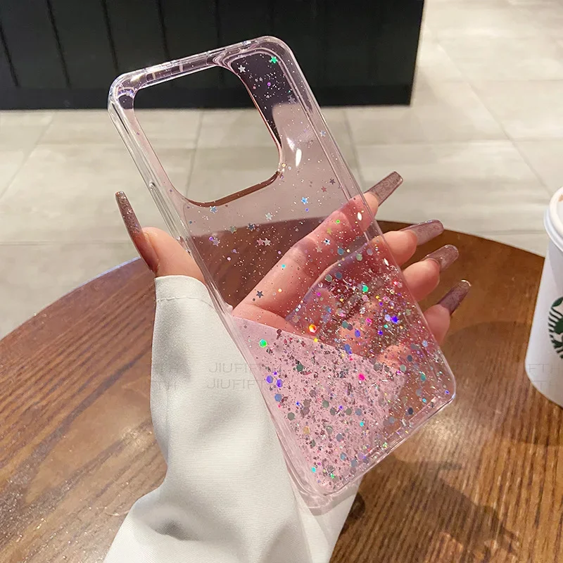 Glitter Star Sequin Clear Thin Case - Soft Protective Cover