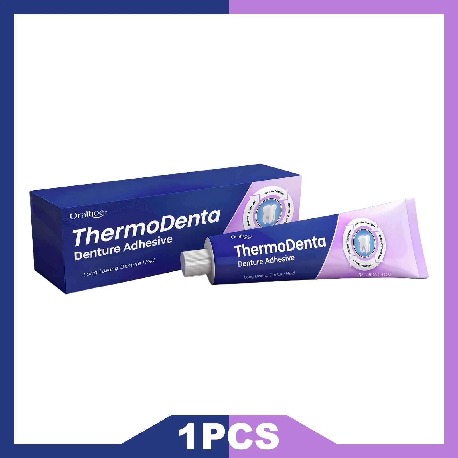 ORALHOE דבקת שיניים ללא זינק פורמולה ארוכת טווח תיקון נוח מתאים למניעת לחץ על חניכי הפה שמירה על נשימה רעננה