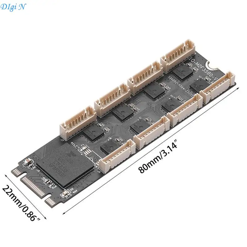 새로운 M2-8 포트 RS232 직렬 확장 카드 라이저-어댑터 지원 NVME B+M 키 고성능 칩 EXAR 17V358 R2LB