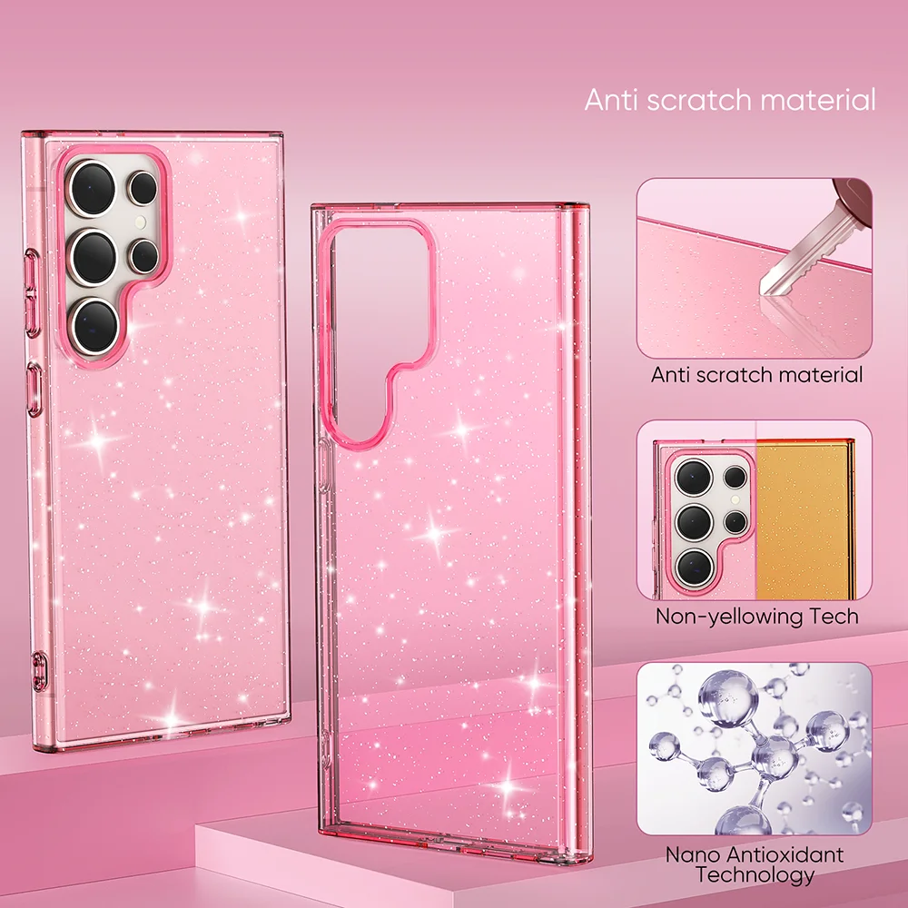Luxurious Glitter Pink Waterproof and Fall-Resistant Mobile Phone Case