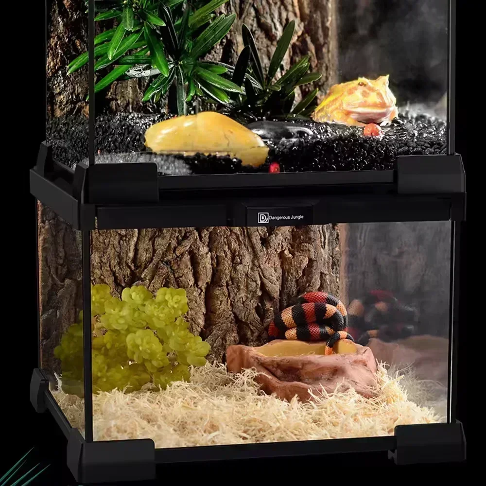 Reptile Pet Glass Feeding Box Turtle Terrarium