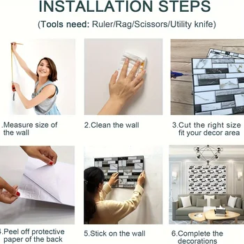 20PCS Self Adhesive Tile Wall Sticker Home Decor 3d pvc sticker Covers For Kitchen Cupboard Bathroom Waterproof Wallpaper 6