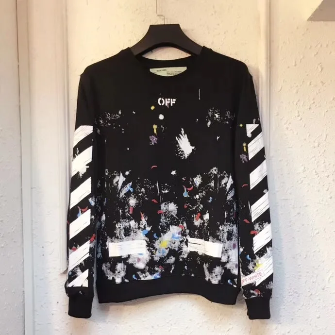 

OFF WHITE High Quality Fashion Hoodie 1:1 Spring Casual Black Zipper Letter Plain Unlined Hoodless Cotton Sweatshirt