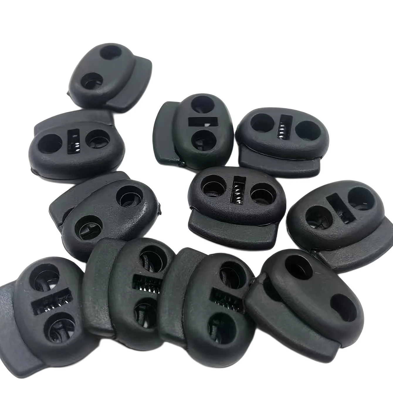 Joyangy 120 Fermacavo In Plastica Nera A Foro Singolo, Clip A Molla Per Cordini Elastici, Lacci E Attrezzatura Da Campeggio (8 Mm)