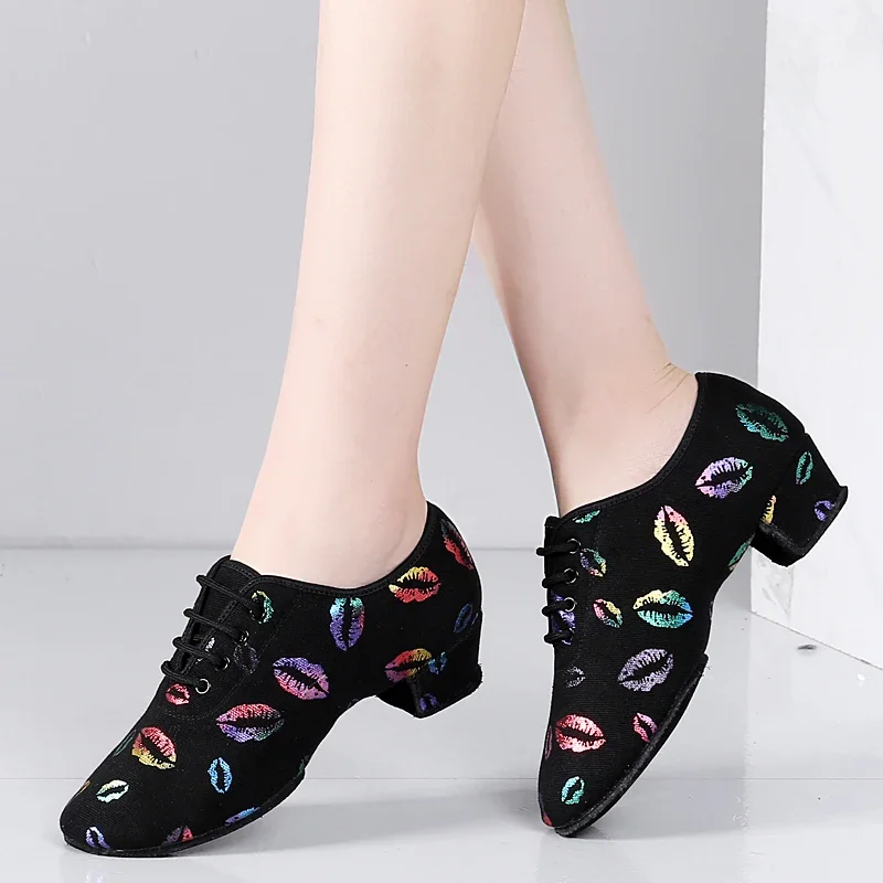 High Heel Dance Shoes Sneakers For Women Ballroom Latin Dance Shoes Kids Adult Size Close Toe 5cm Heel Training Shoes 3.5cm 4