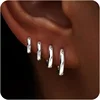 Boucles d'oreilles circulaires en acier inoxydable pour femmes, 4 paire/ensemble, petits cerceaux classiques à hélice, anneau Huggie, Piercing du Cartilage, bijoux