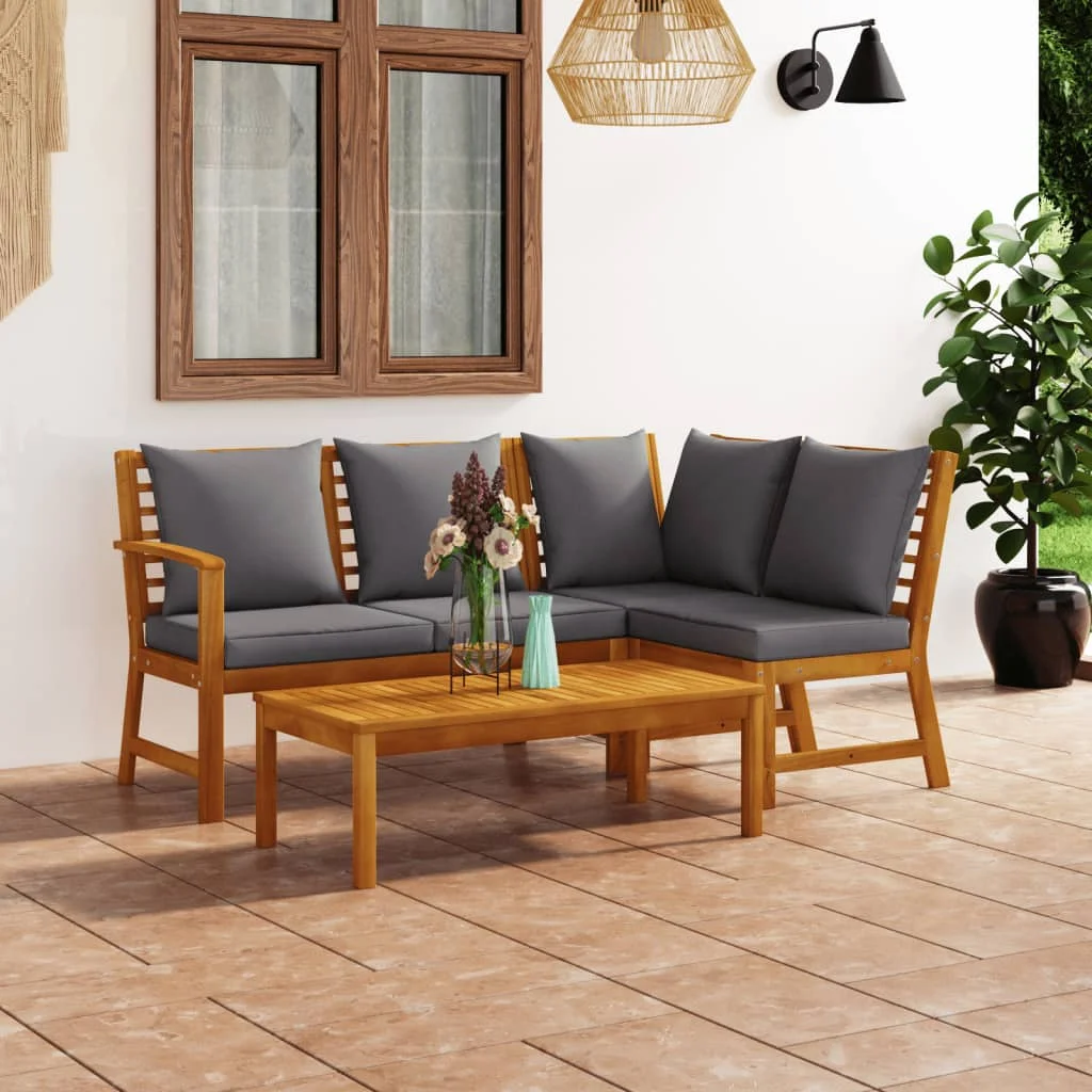 4 Piece Patio Lounge Set with Cushion Solid Acacia Wood B Outdoor Table and Chair Sets Outdoor Furniture Sets 6 piece patio lounge set with cushion solid acacia wood f outdoor table and chair sets outdoor furniture sets