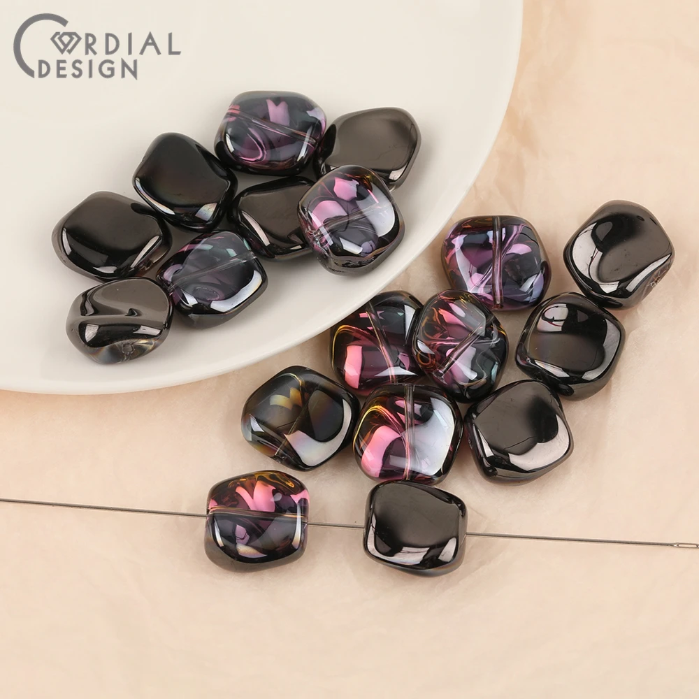 Cordial Design 17*18MM 100pcs Hand Made/DIY Glass Bead/Aurora Effect/Irregular Shape/Jewelry Findings & Components/Beads Making - cordial