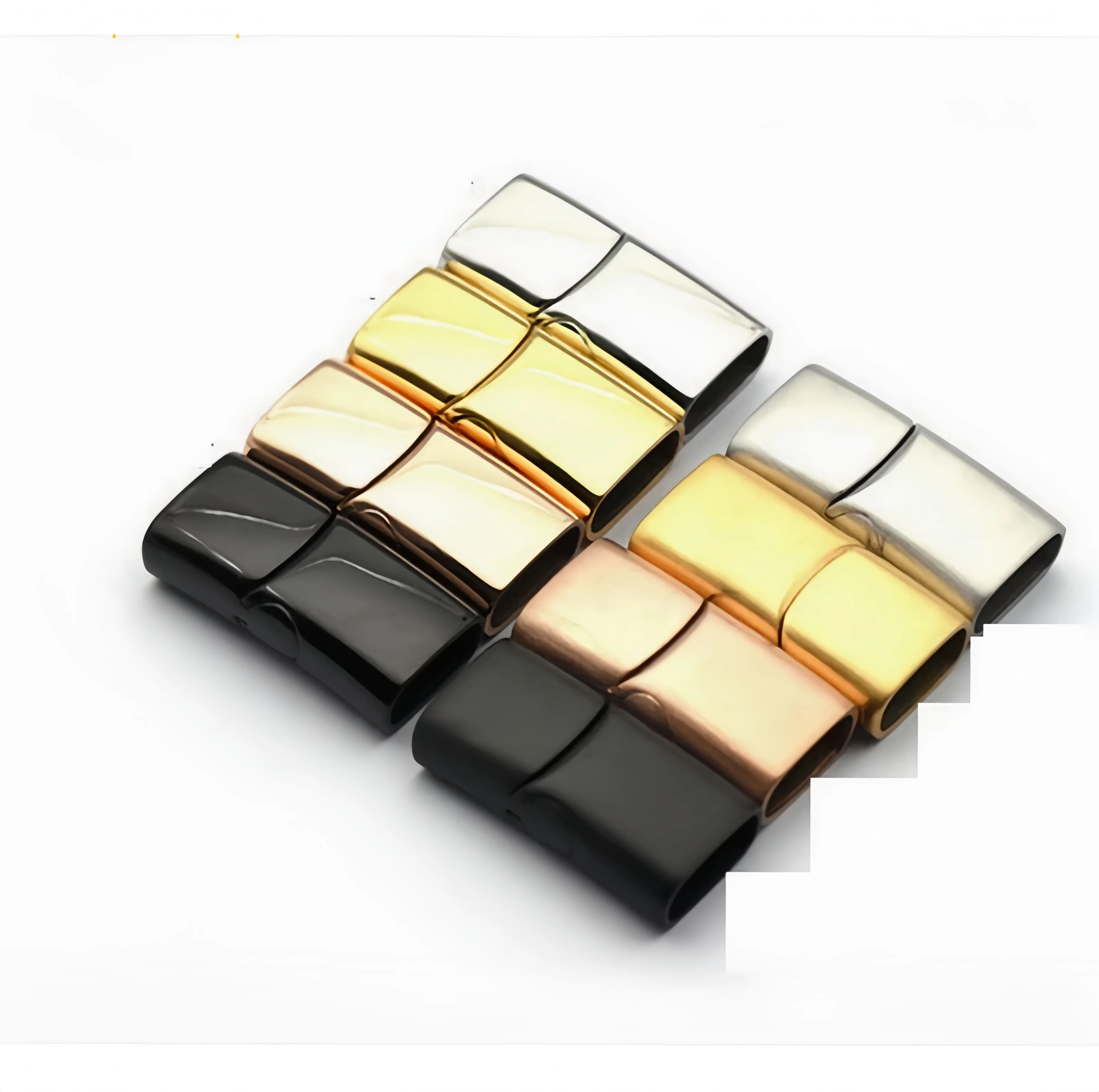 10pcs 스테인레스 스틸 마그네틱 Clasps 구멍 12*6mm 8*4mm 10*5mm 가죽 코드 팔찌 자석 버클 Diy 쥬얼리 걸쇠 만들기