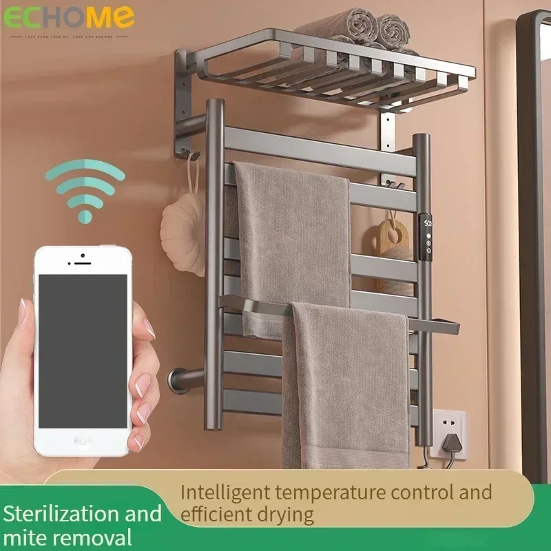 Intelligent Electric Towel Rack Carbon Fiber Heated Towel Heating Drying Rack Household Toilet Storage Rack Bathroom Accessories