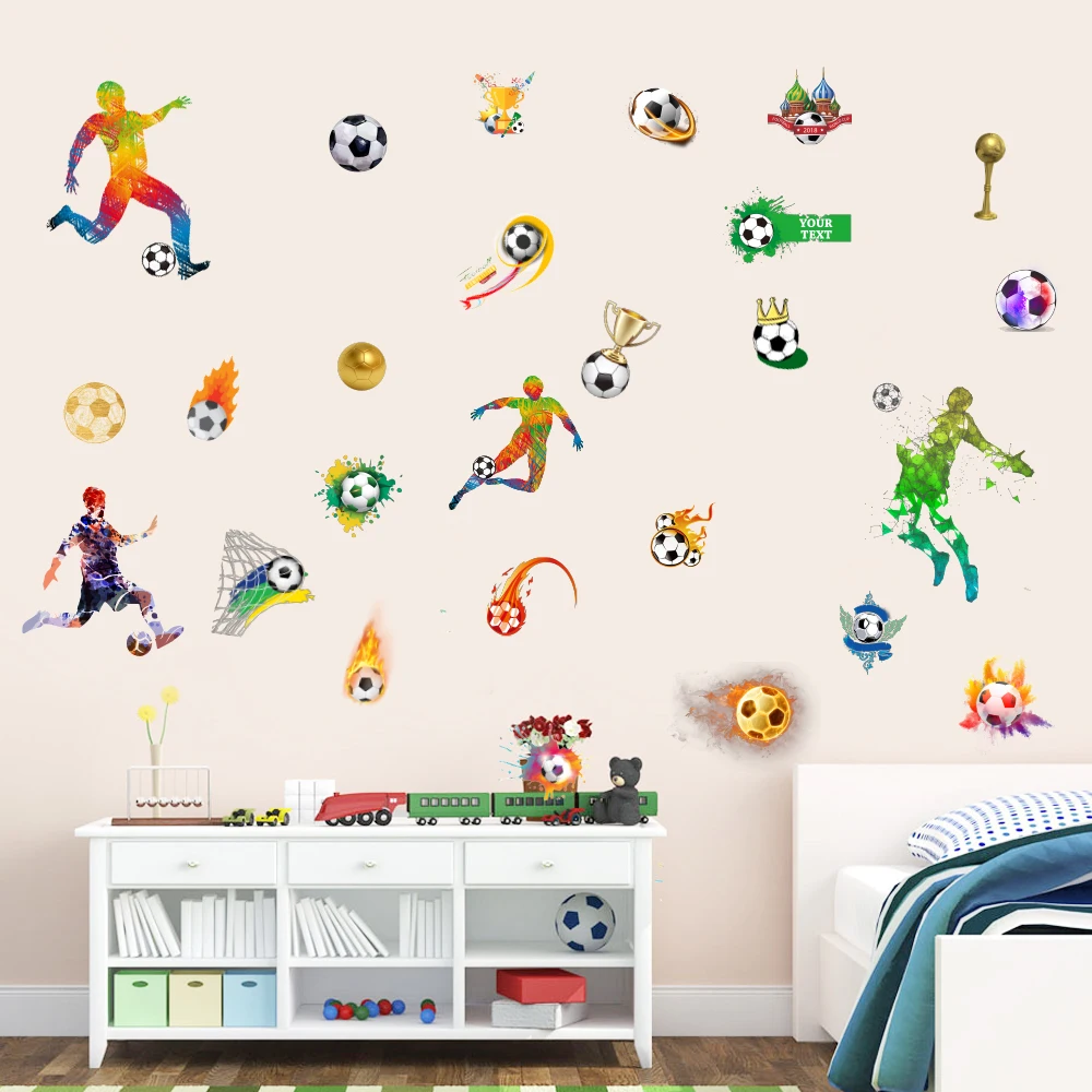 Adesivi Murali Campo Da Calcio Rotto Muro 3D Per Camera Da Letto Soggiorno Camera Dei Bambini Club Bar Decorazione Della Parete Decalcomanie Di Arte Murale