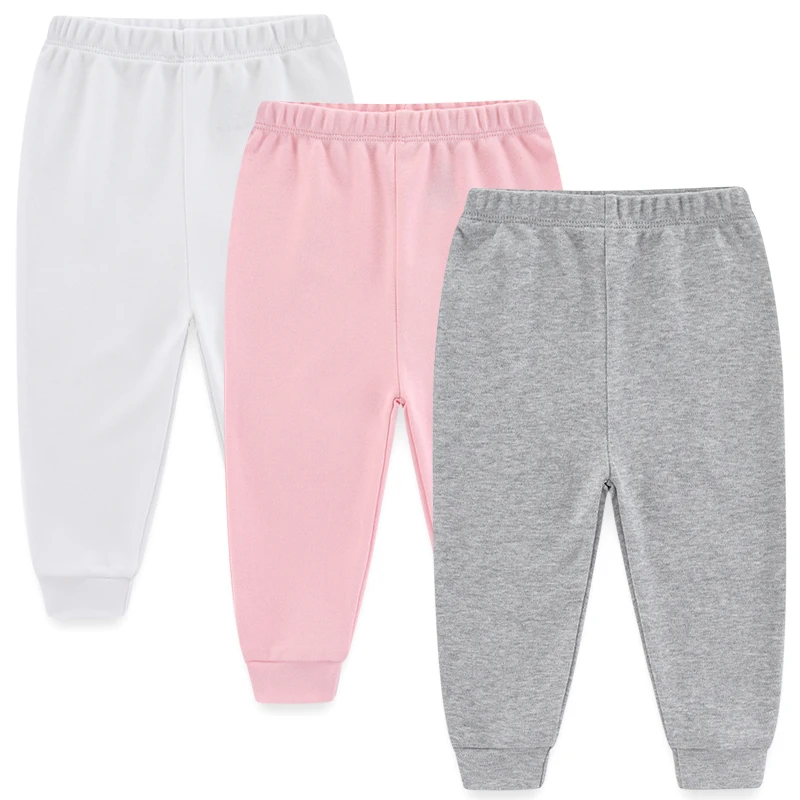 3Pieces Newborn Print Pants 100%Cotton Baby Boy Trousers 0-24M Baby Girl Pants Soft Solid Color Four Seasons Bebes 3
