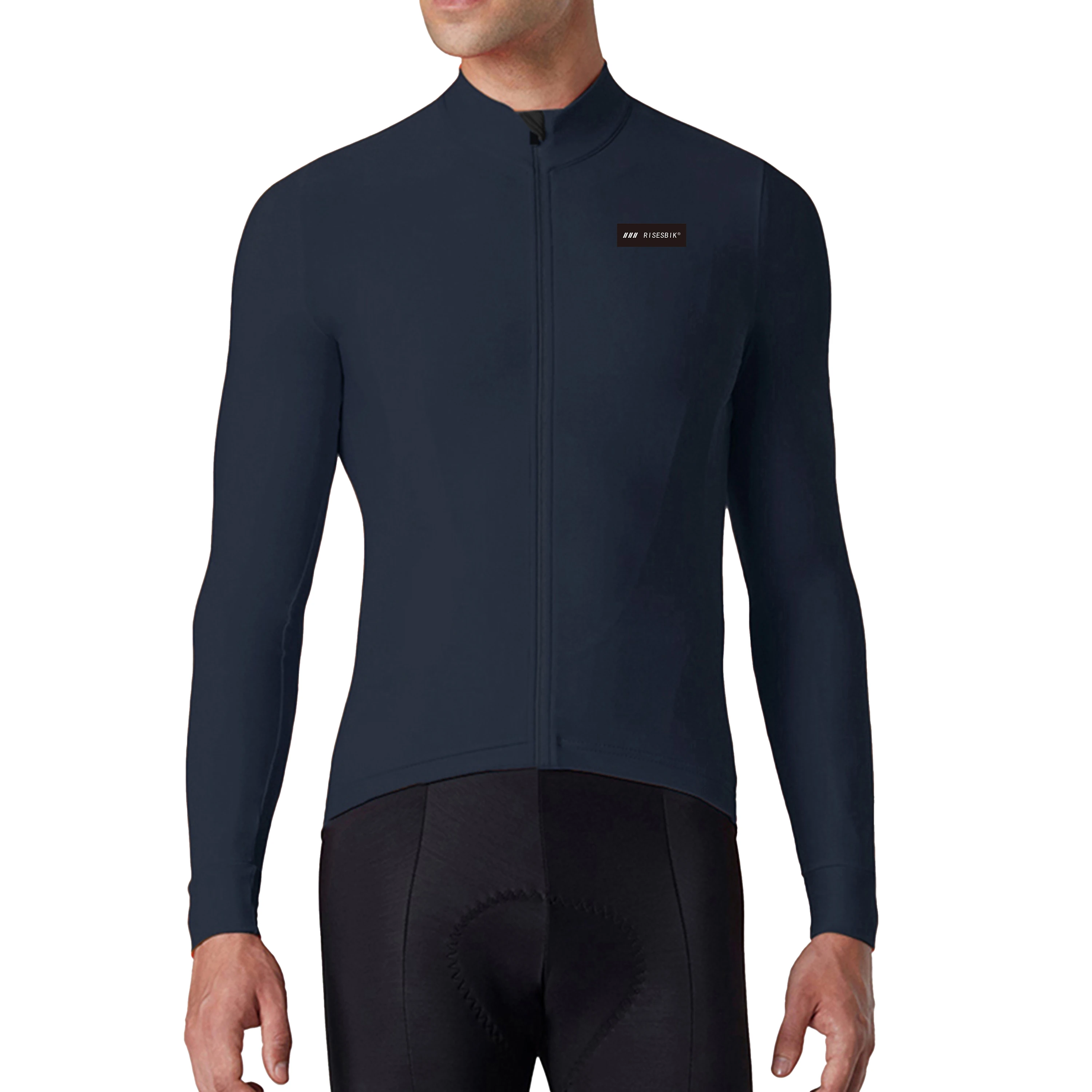 RISESBIK Pro Race Fit Thermal Fleece 자전거 자켓 Mens Cycling Jersey 긴 소매 겨울 자전거 의류 경량