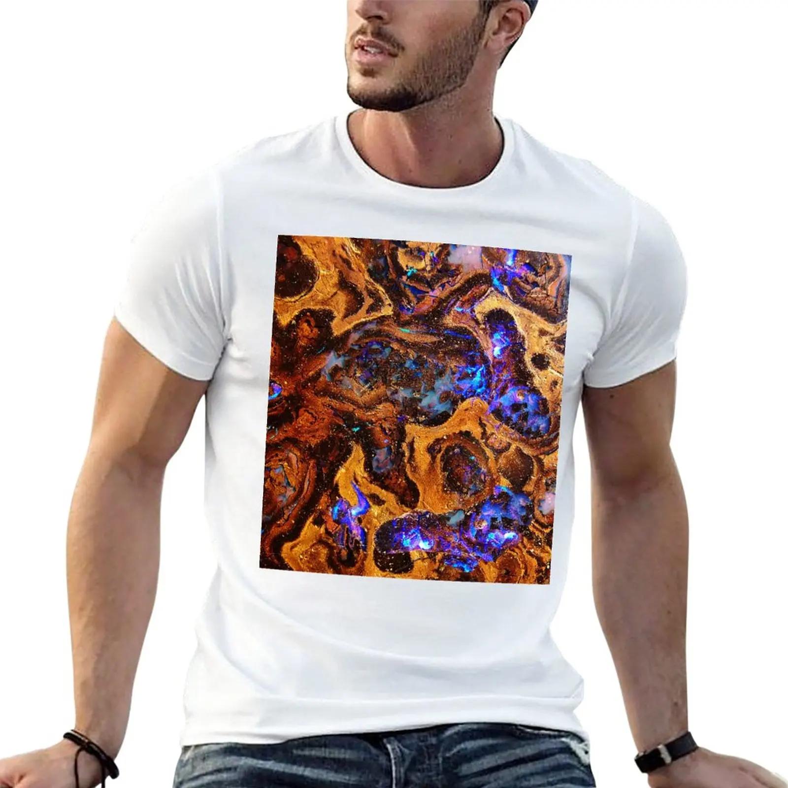 New Boulder Opal Abstract Gemstone Pattern T-Shirt T-Shirt Per Un Ragazzo Felpe Sport Fan T-Shirt T Shirt Uomo