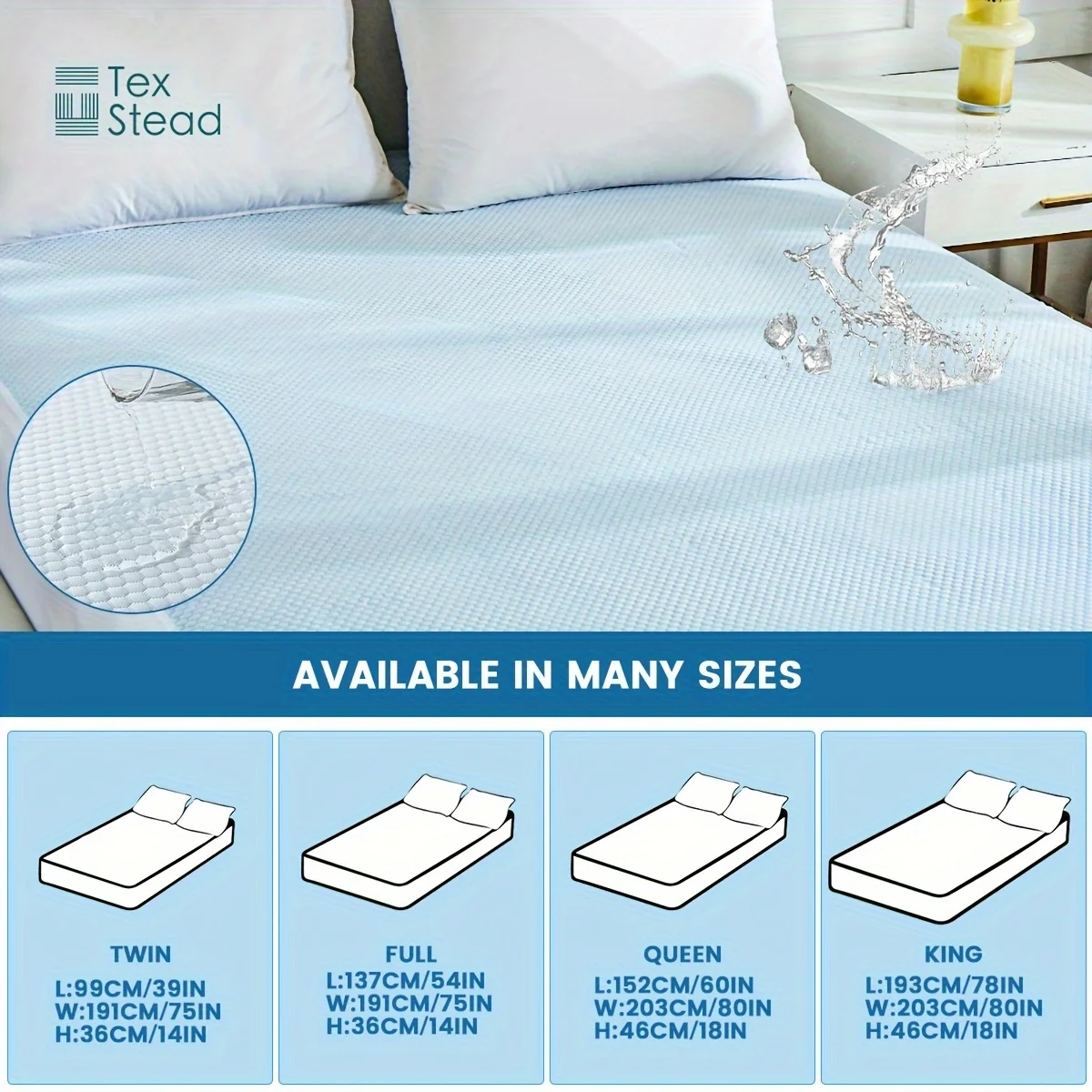 1 Pc Cooling fitted mattress topper waterproof fiitted sheet, Luxurious Soft for Hot Sleepers, Soft Fabric with Deep Pocket 5