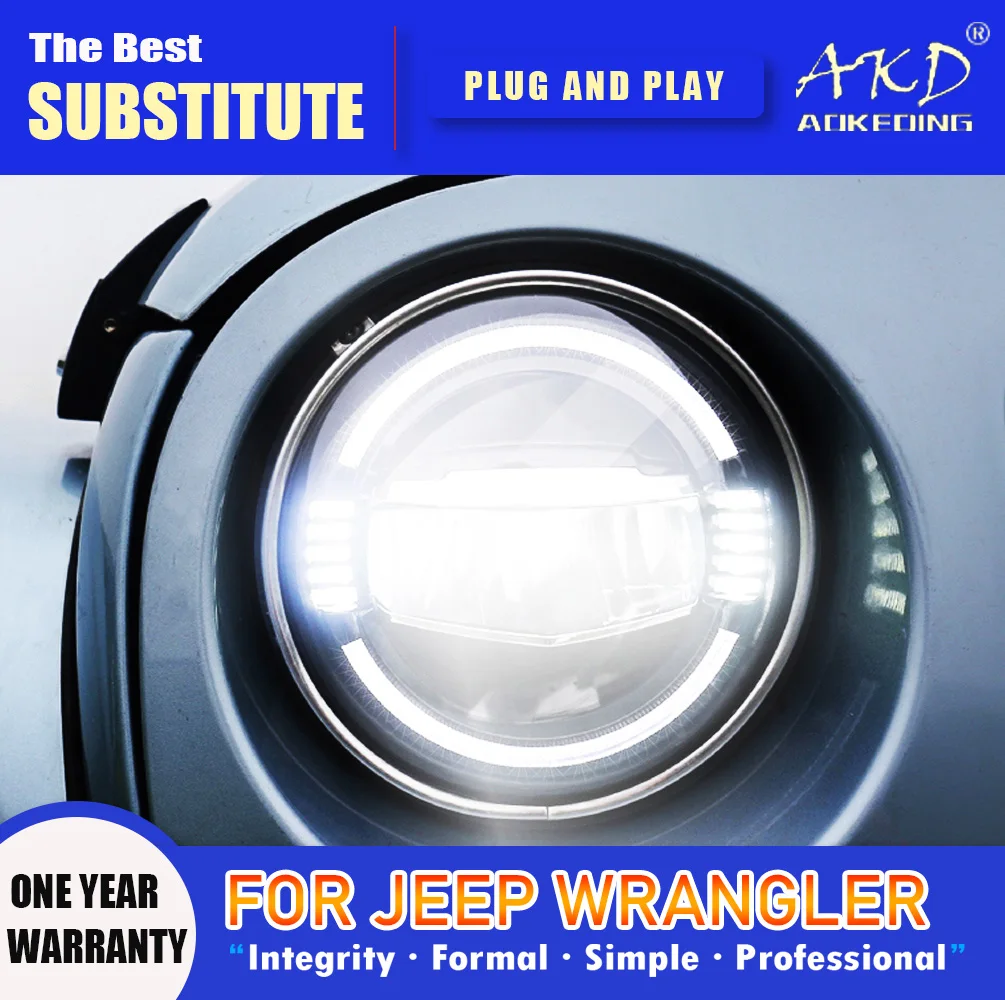 

Фара AKD для Jeep Wrangler, головная фара головного света 2007-2017, фары Wrangler DRL, сигнал поворота, фара дальнего света, объектив проектора Angel Eye