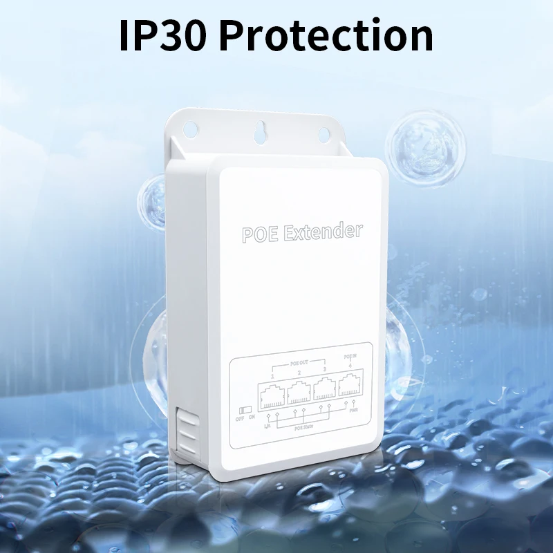 4 Port Gigabit POE Repeater 1000M Outdoor Rainproof Network POE Extender VLAN 44-57V 30W Camera Wireless AP HORACO