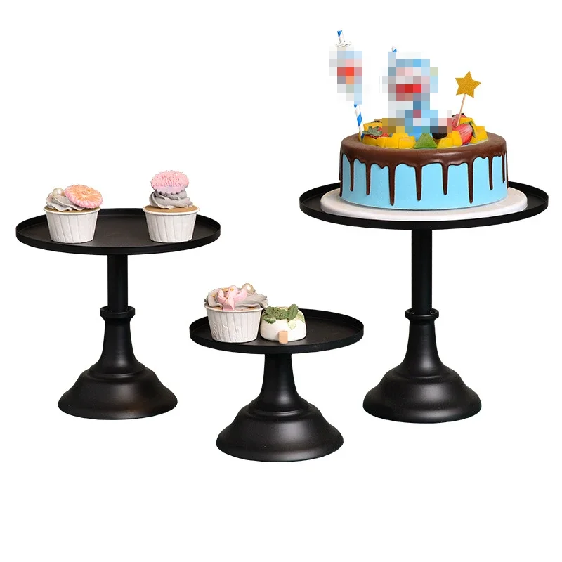 High Legged Black Cake Rack Cupcake Display High-quality Metal Cake Stand Handicraft Tray Rack Wedding Decoration