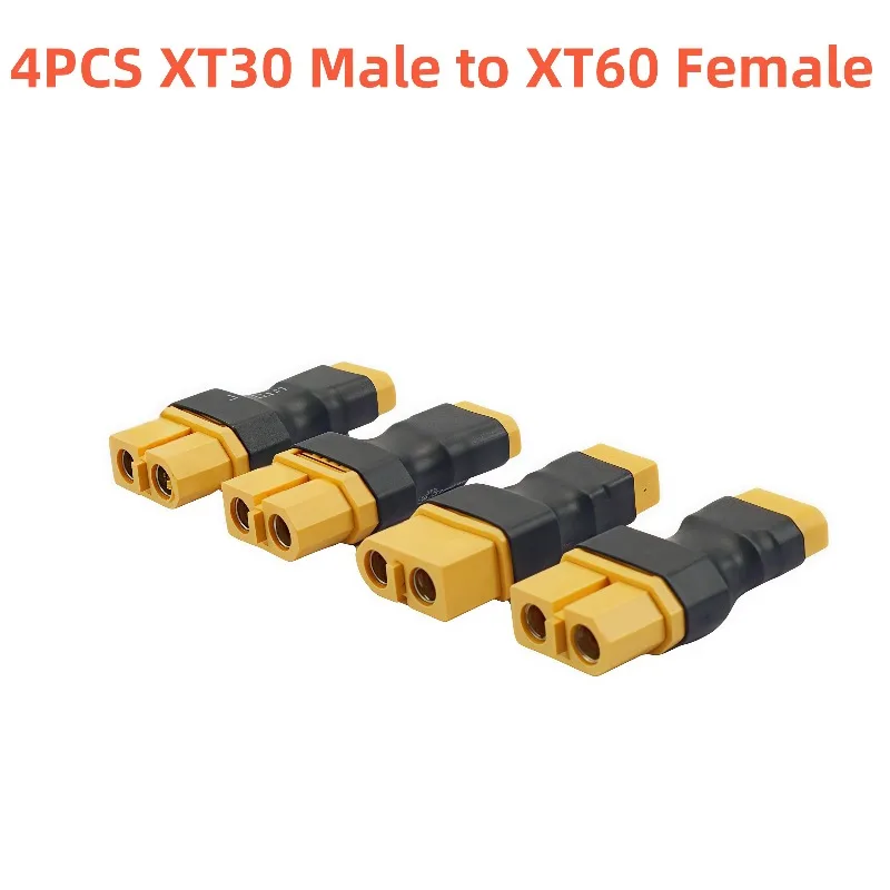 Lot de 4 adaptateurs XT60 vers XT30, parfaits pour batterie LiPo RC, vue détaillée
