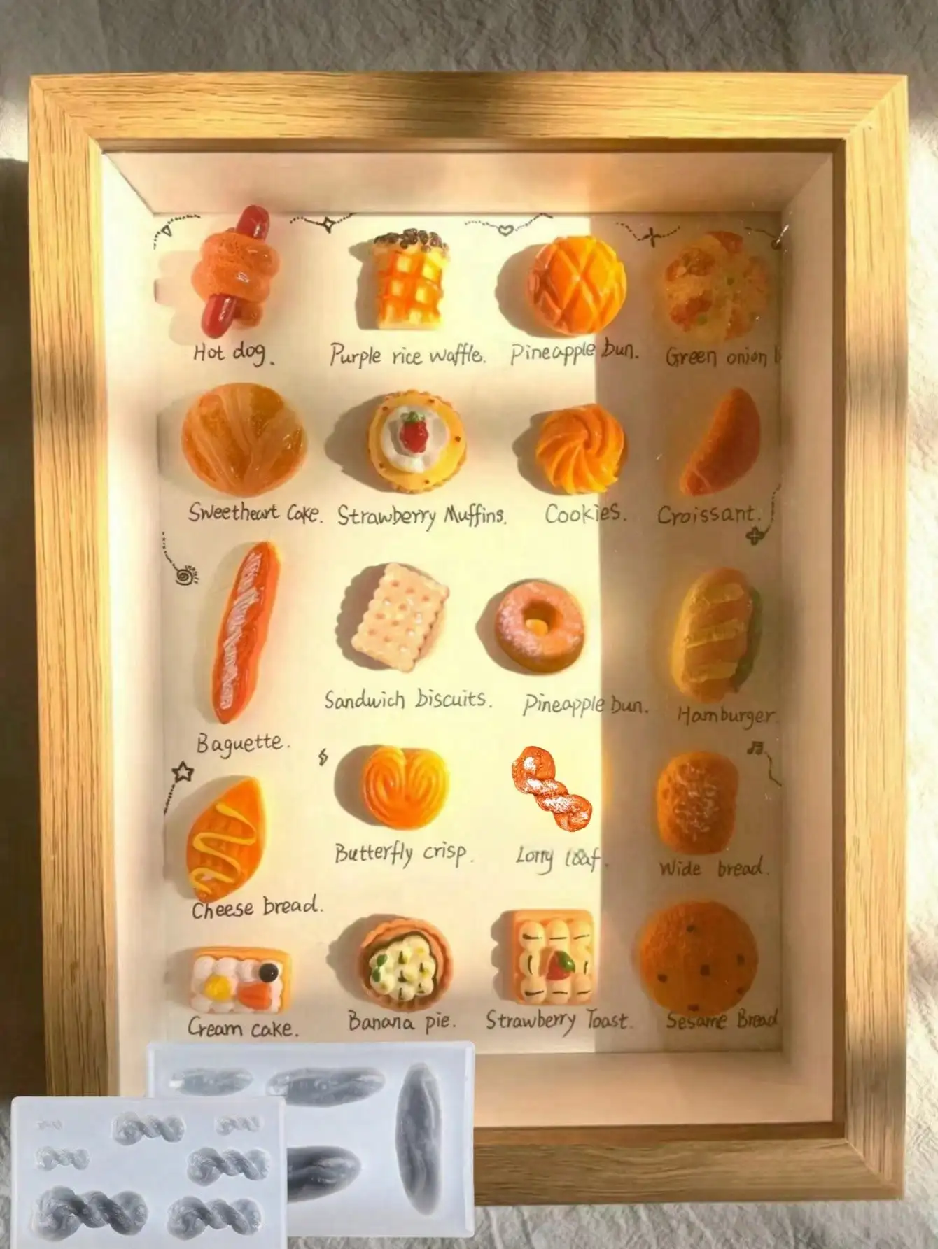 1 DIY mini ultra light clay resin gypsum drip glue food toy mini bread biscuit cookie nail art mini food toy mold 2
