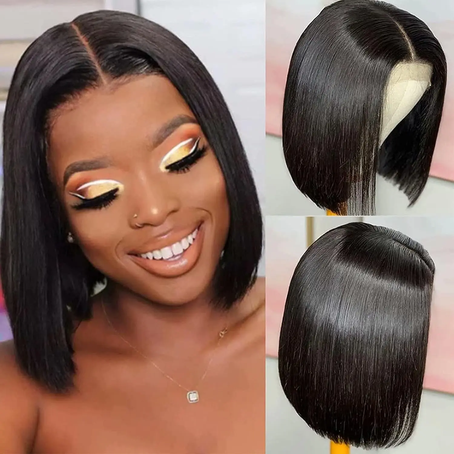 

13x4 Short Straight Bob Lace Brazilian Wig 4x4 Lace Bob Lace Human Hair Wigs for Black Women Glueless Remy Lace Front Wigs