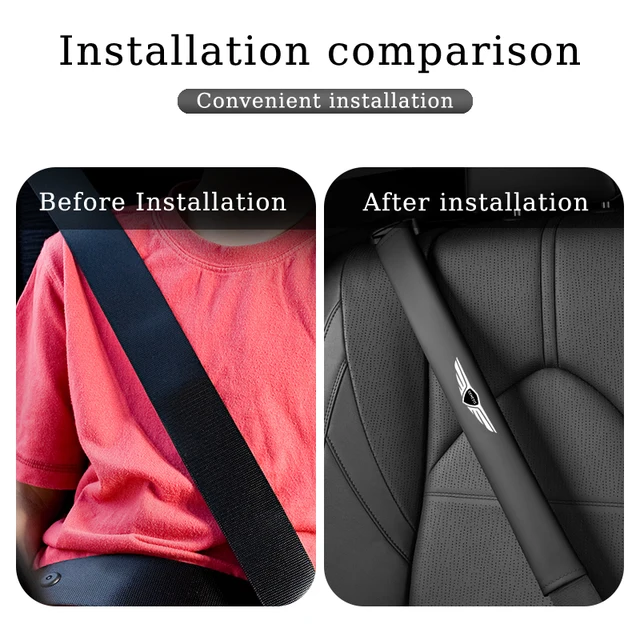Custom Text Seat Belt Covers - Carbon Fiber & Leather Shoulder Pad, 2Pcs Set With Velcro, Personalized Car Accessory - View #9