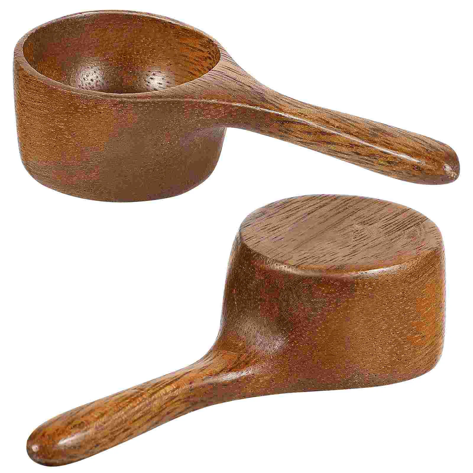 

2pcs Wooden Measuring Spoon Coffee Bean Scoop Milk Powder Spoon Soup Spoon for Home Kitchen