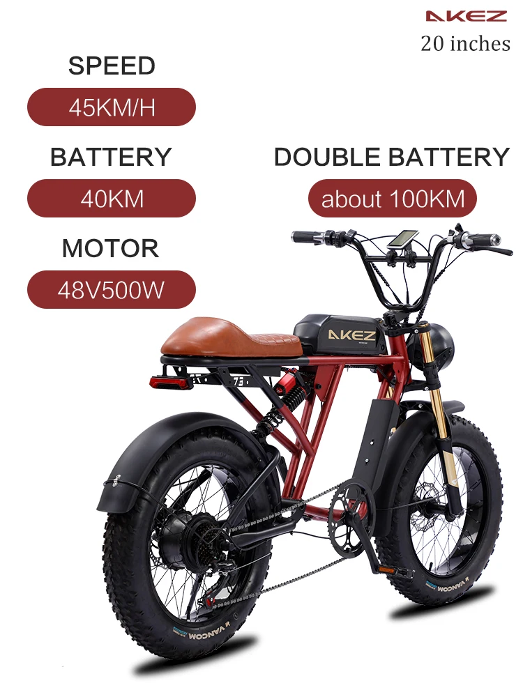 Akez S2 20*4.0 Snow Tire 1500W Motor 48V36AH/26AH Lithium Battery Adult Mountain Electric Bicycle All Terrain