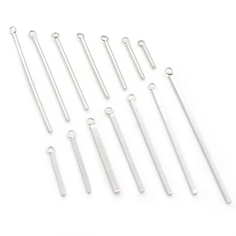 20pcs 10 15 20 25 30 35 40 50mm Edelstahl Rechteckigen Gerade Rohr für Ohrringe Erkenntnisse Schmuck halskette Anhänger Charms