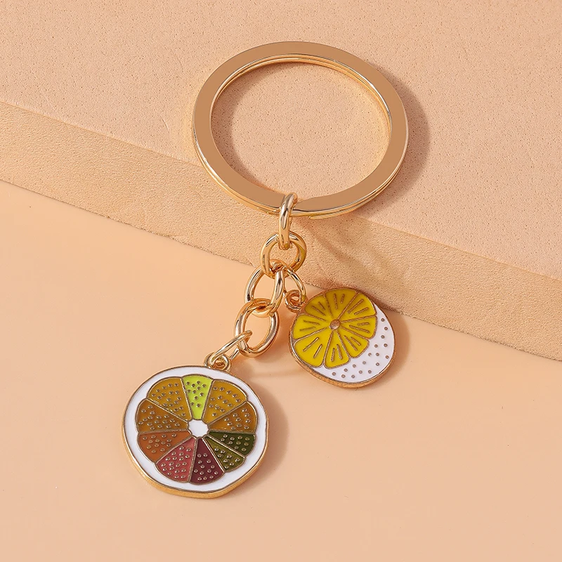 Niedlicher Frucht-Zitronen-Schlüsselanhänger für Autoschlüssel, Souvenir-Geschenke für Frauen und Männer, Handtaschenanhänger, Schlüsselring, DIY-Schmuckdekoration