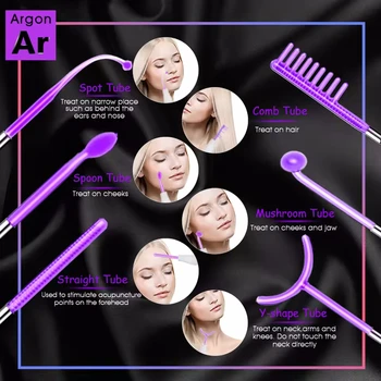 6 in 1 Touch Panel High Frequency Facial Machine For Hair Face Electrotherapy Wand Argon Treatment Acne Skin Care 8