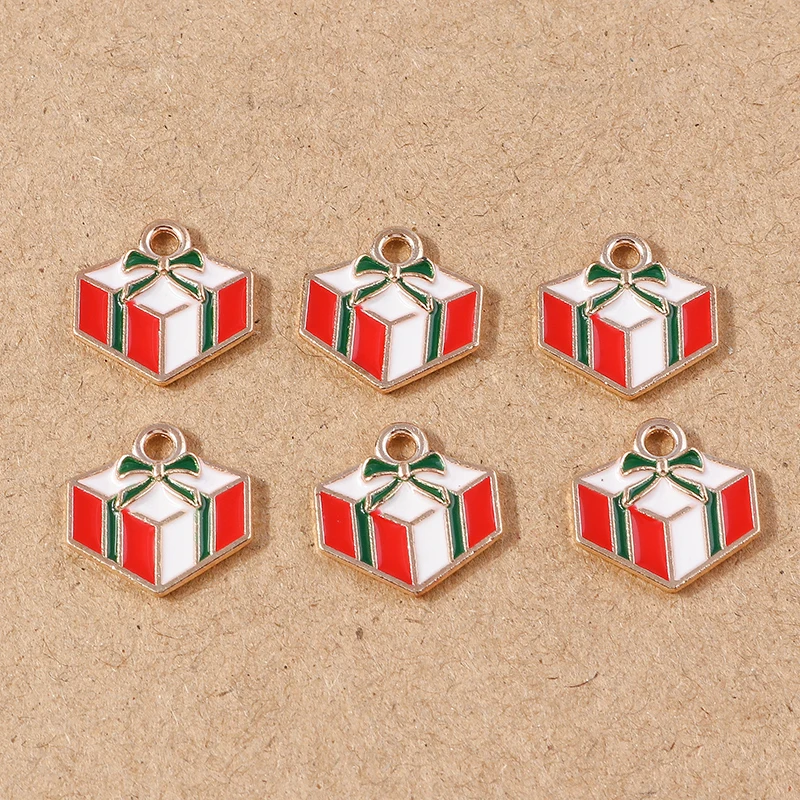 10 stücke Emaille Weihnachten Santa Claus Schneemann Charms Anhänger für Schmuck Herstellung Ohrringe Armband DIY Halskette Zubehör – Detail 26