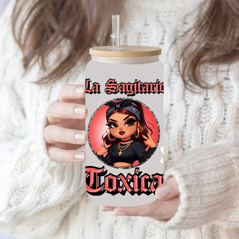 UV DTF Transfer Sticker Little Girl For The 16oz Libbey Glasses Wraps Bottles Cup Can DIY Waterproof Decals D18414