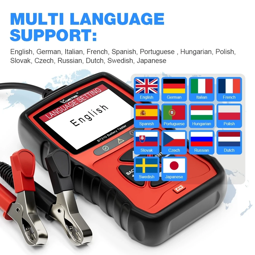 12V/24V Vdiagtool BT310 Car Battery Tester Cranking&Charging Test Automotive Battery Analyzer 14 Languages Lifetime Free Update images - 6