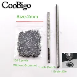 Black Metal Grommet Tool Kit for DIY Crafting and Accessories (Dia. 2mm)