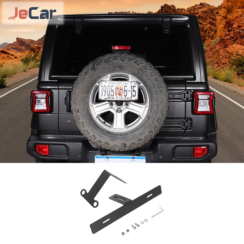 JeCar Spare Tire License Plate Bracket Mount Holder For Jeep Wrangler JL JK  2007 Up Iron Car Exterior Accessories AliExpress